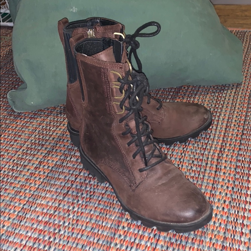 brown combat boots